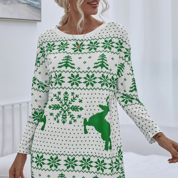 Reindeer and Snowflake Print Women's Nightgown - Picture 1 of 7